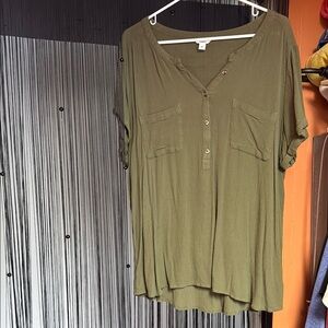 Sonoma Green Relaxed Buttoned Blouse